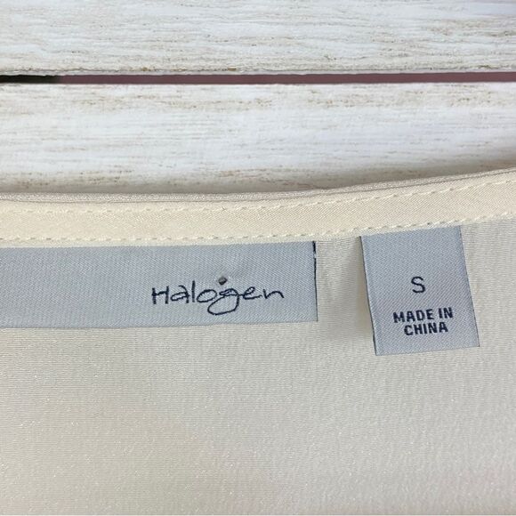 Halogen Ruffle Trim Neck Sheer Silk Sleeveless Top Cream Small - Picture 9 of 12